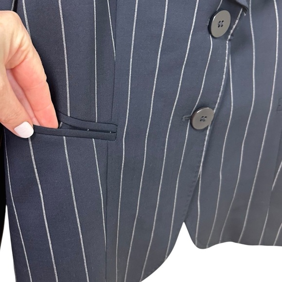 Emporio Armani - Virgin Wool Blazer Pin-Stripes, Size 14 US (SZ 48 IT) Navy Blue - Picture 10 of 16